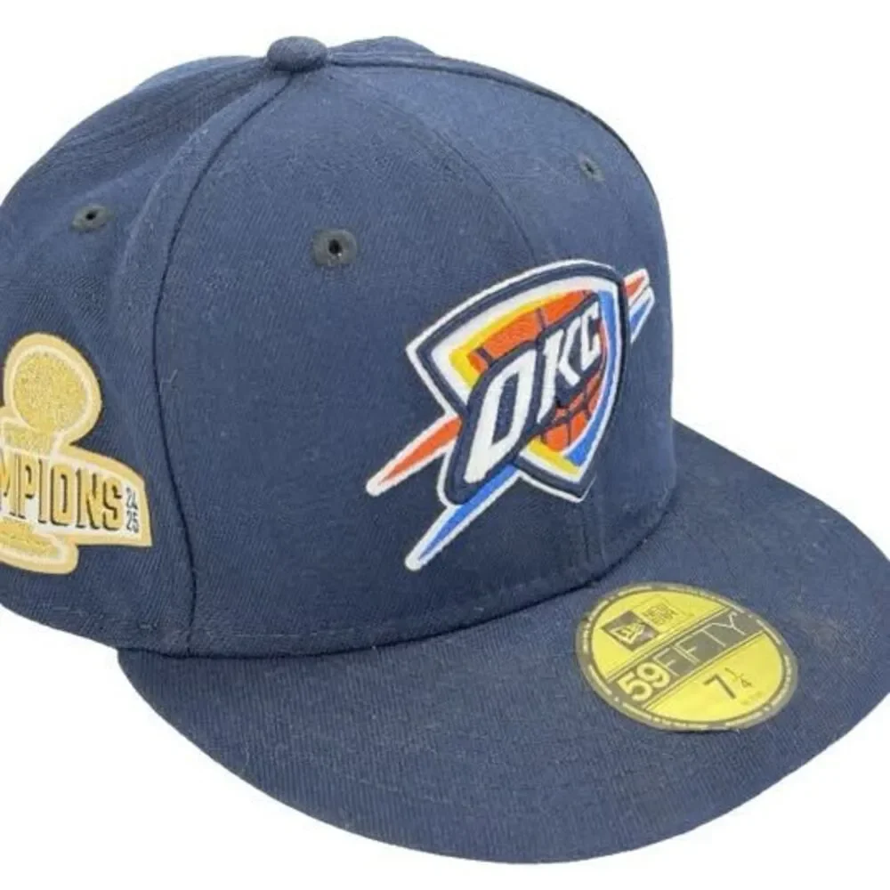 New Era 59FIFTY OKC Thunder NBA Champions Fitted Hat Size 7 1/4 – Navy Blue Cap